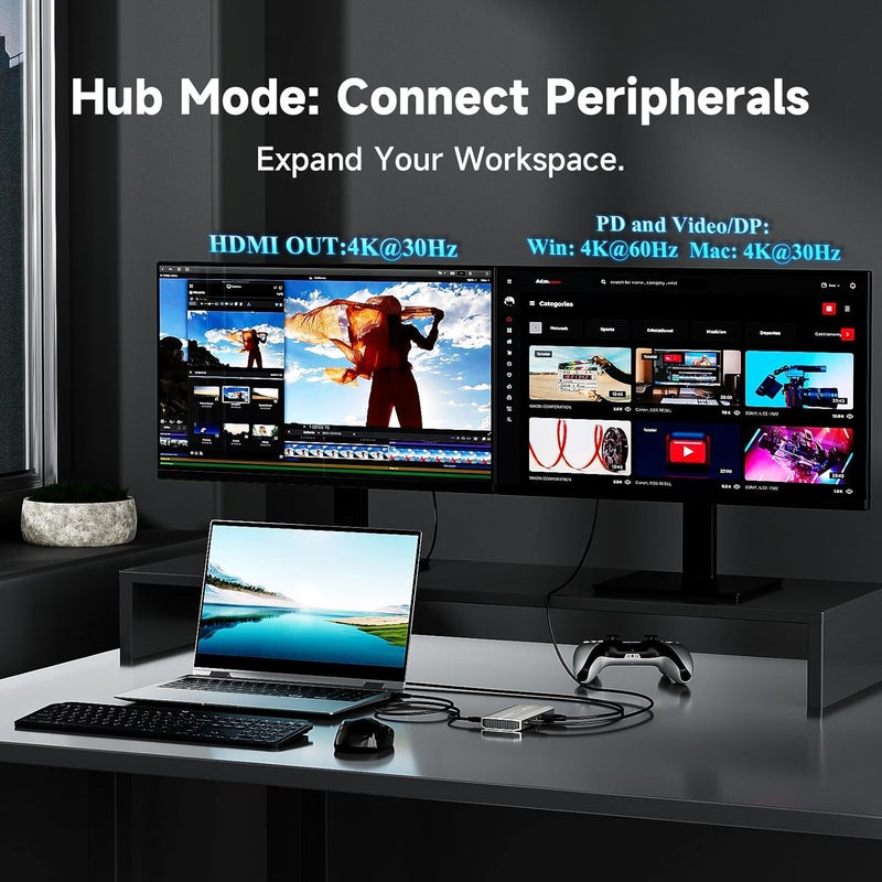 WAVLINK Video Capture Card, HDMI Capture Card for Streaming, 4k@30Hz Capture& Loop-Out, Single 4K@144Hz Display, 100W PD, Compatible with PS5/Xbox/Switch, OBS, Windows/Mac - Image 4